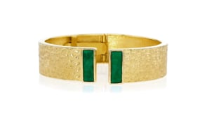 5.50 ct. t.w. Emerald Cuff Bracelet in 18kt Gold Over Sterling
