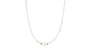 3.5-4.5mm Cultured Pearl Necklace with 8.5-9mm Centerpiece and 18kt Gold Over Sterling