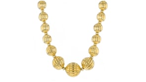 Italian 18kt Gold Over Sterling Graduated Fluted-Bead Necklace