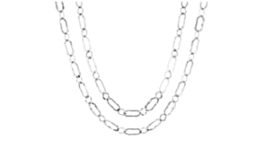 Italian Sterling Silver Hammered and Polished Flat-Oval Link Layered Necklace