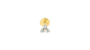 Aquamarine Three-Stone Stud Earrings in 14kt Yellow Gold