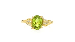 1.60 Carat Peridot Ring with .10 ct. t.w. White Zircons in 18kt Gold Over Sterling
