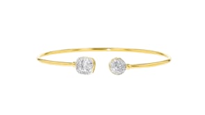 .25 ct. t.w. Diamond Square and Round Cluster Cuff Bracelet in 18kt Gold Over Sterling
