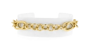 Italian 14kt Yellow Gold Alternating Cable and Oval-Link Bracelet
