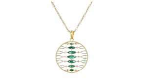 Italian Green Enamel Open-Space Circle Necklace in 18kt Gold Over Sterling