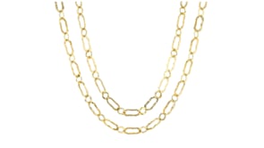 Italian 18kt Gold Over Sterling Hammered and Polished Flat-Oval Link Layered Necklace