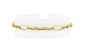 Italian 14kt Yellow Gold Alternating Cable and Paper Clip Link Bracelet
