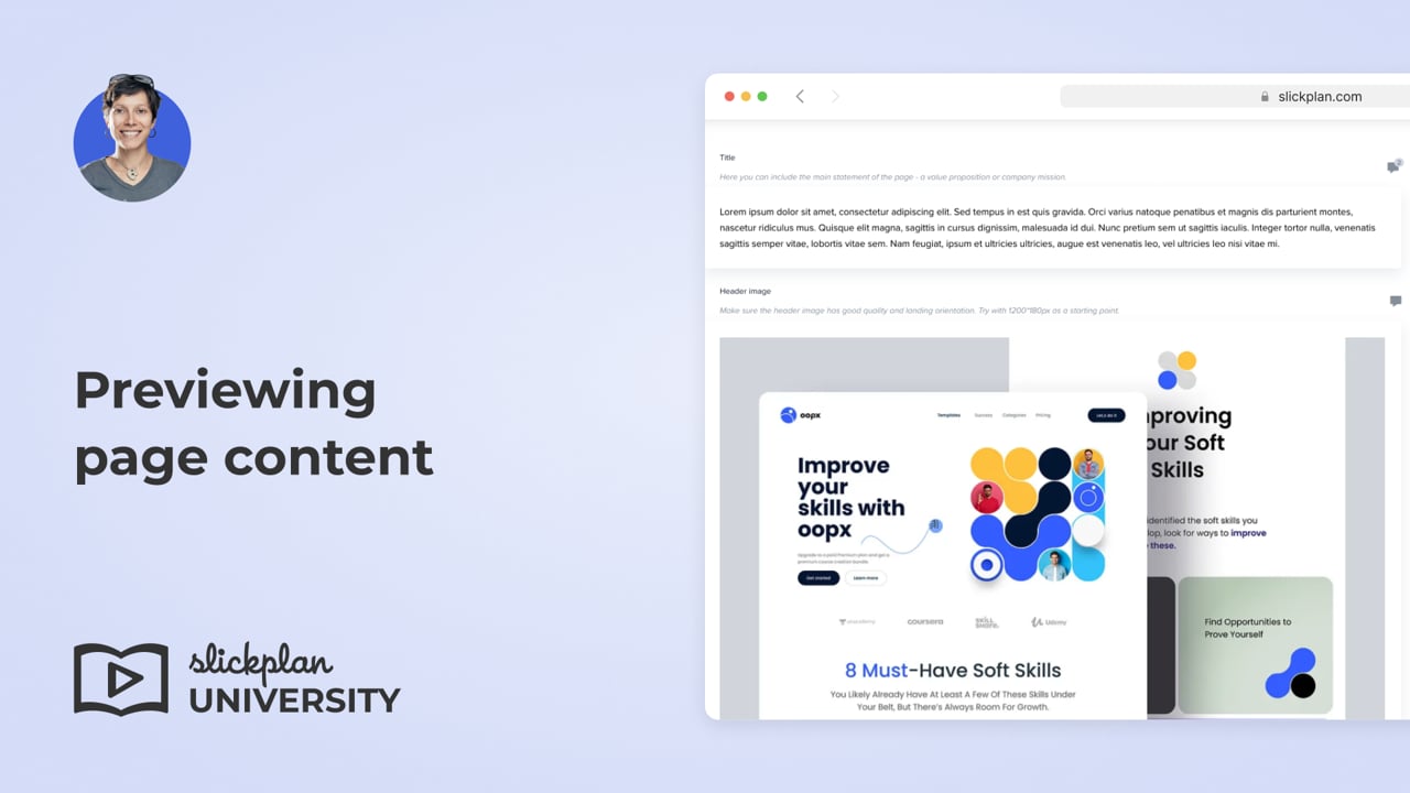 Previewing page content