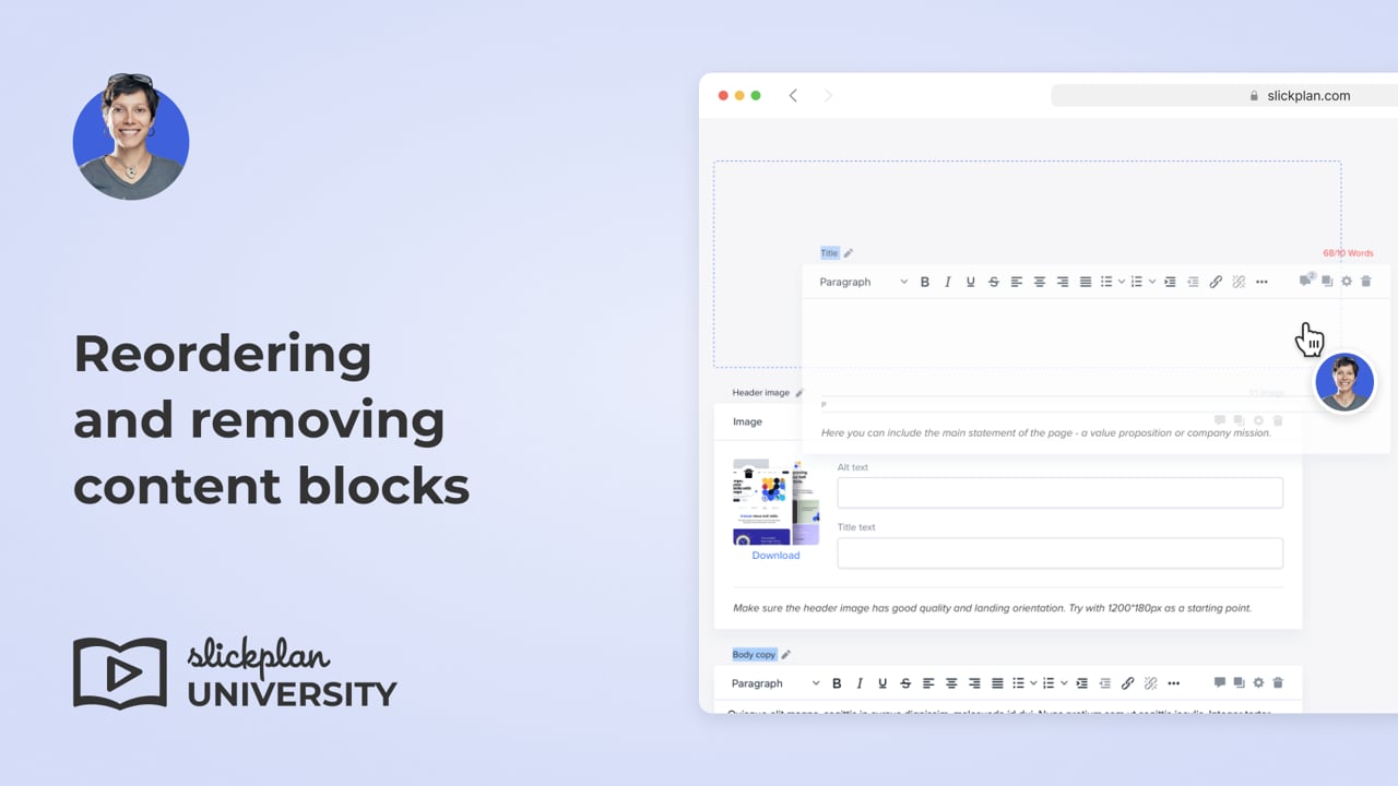 Reordering and removing content blocks