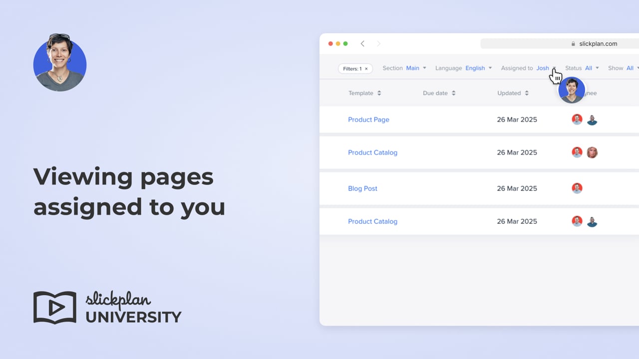 Viewing pages assigned to you