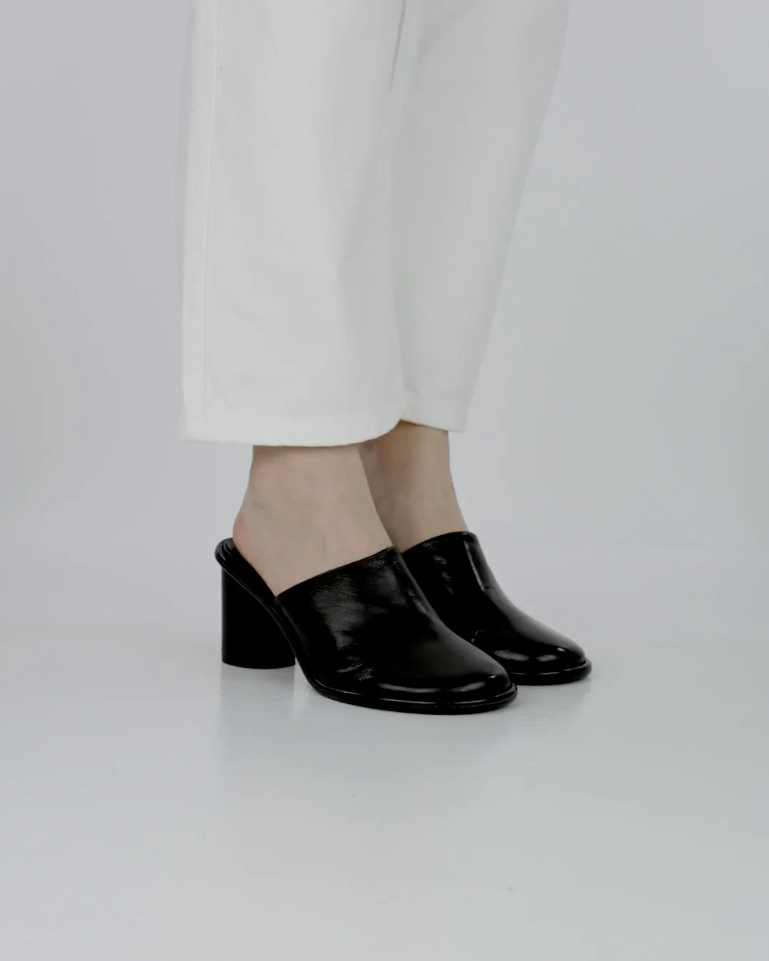 Sabot woman heel 6 cm black leather | Barca Stores