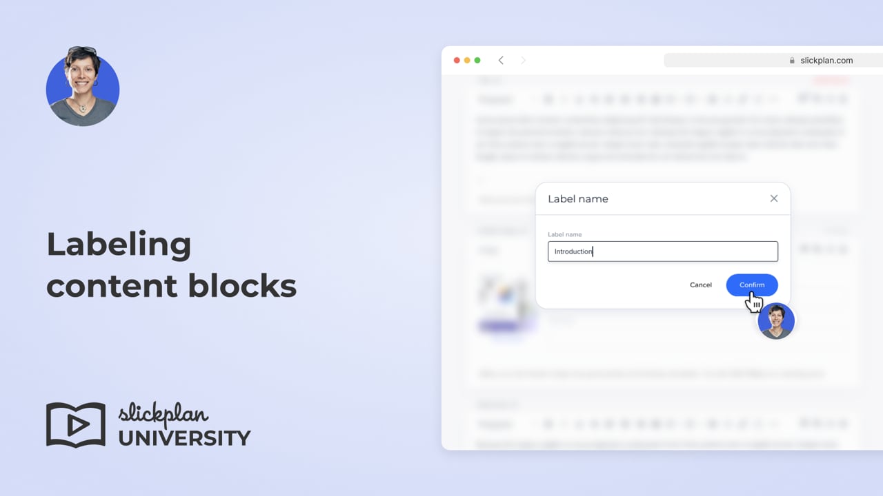 Labeling content blocks