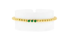 .20 ct. t.w. Lab-Grown Emerald and 18kt Gold Vermeil Bead Stretch Bracelet