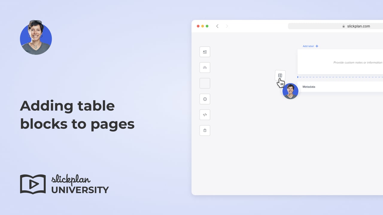 Adding table blocks to pages