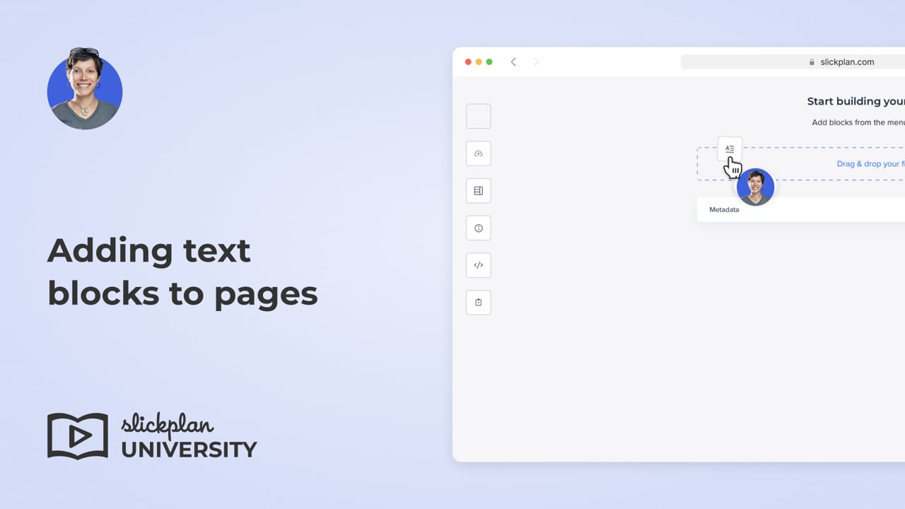 How do I add text blocks to a page?