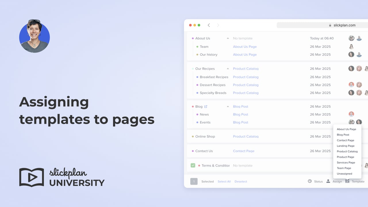 Assigning templates to pages