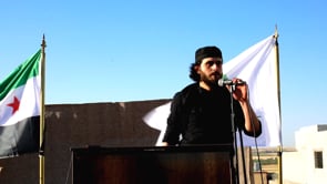 مشاركة قاسم جاموس في صلاة العيد مع المهجرين من الجنوب السوري في منطقة سوسيان في محافظة حلب