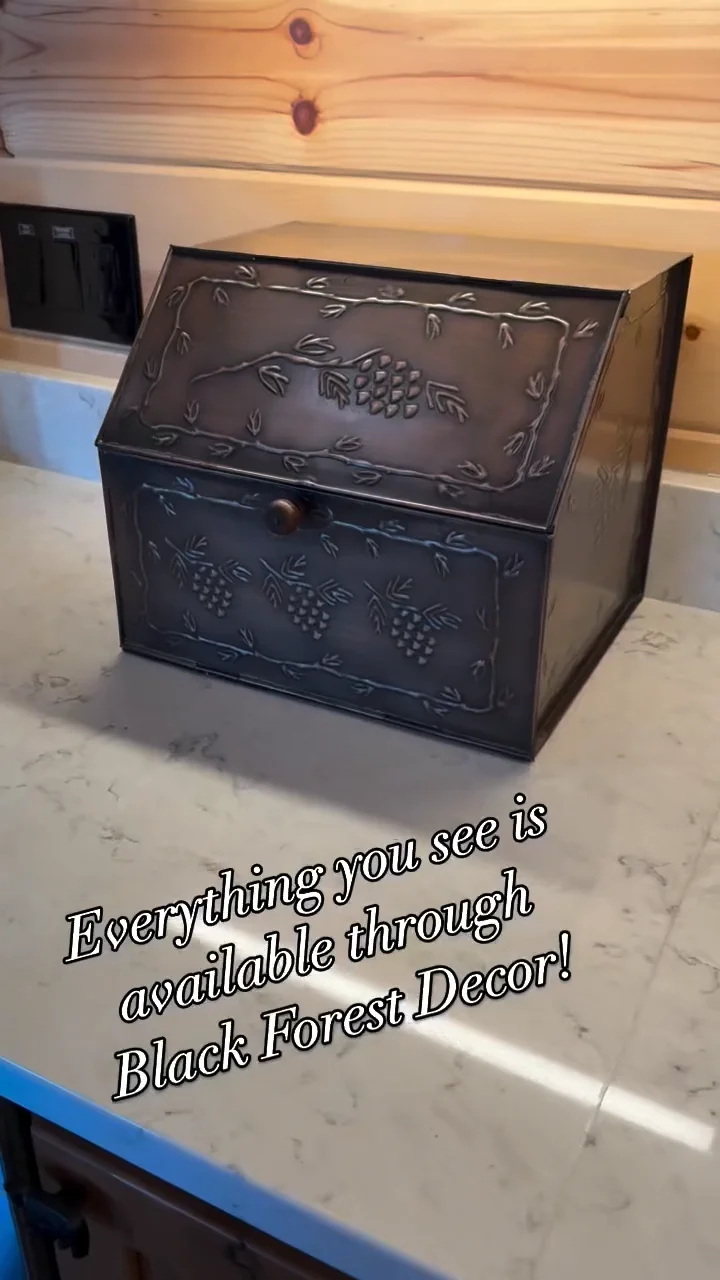 Pinecones Metal Breadbox | Black Forest Decor