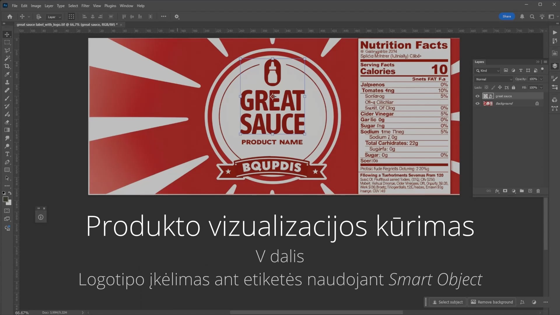 Produkto vizualizacija 04 | Smart Object naudojimas logotipui