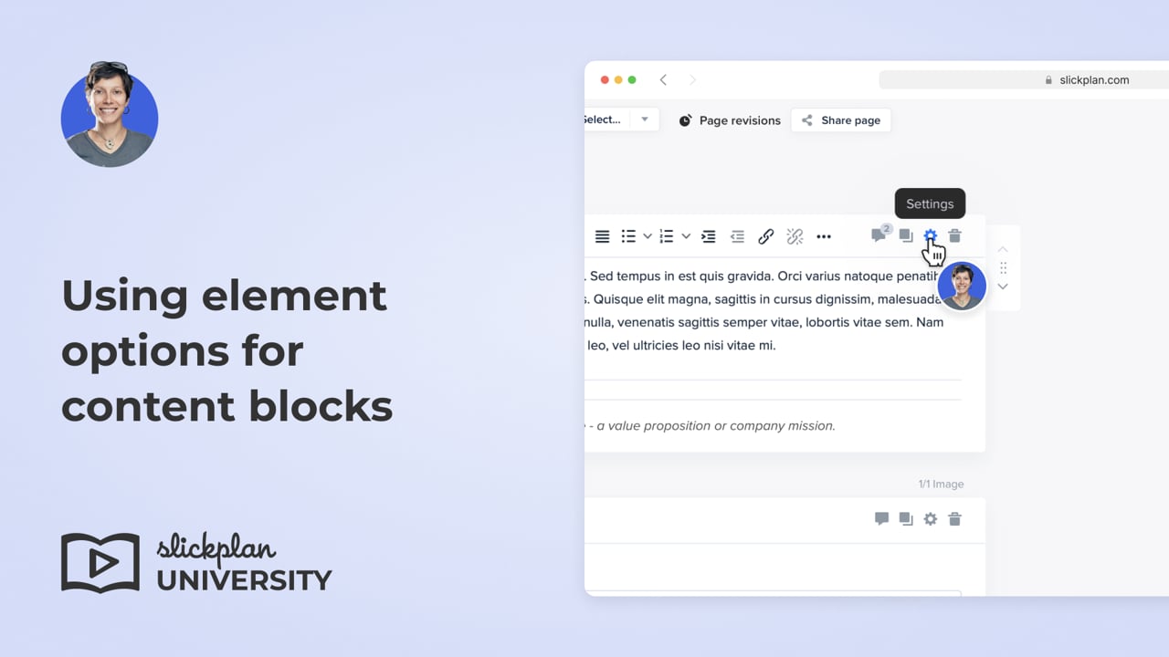 Using element options for content blocks