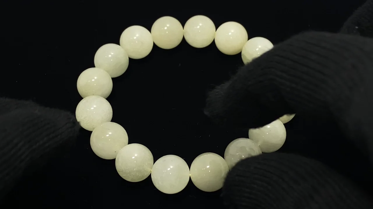 動画】【1点もの】リビアングラス ラウンド12.5mm 1連(ブレス