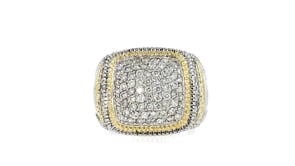 C. 1990 Vintage Judith Ripka 1.70 ct. t.w. Diamond Cluster Ring in Sterling Silver and 18kt Yellow Gold