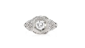 C. 2000 Vintage .45 Carat Diamond Filigree Ring in 18kt White Gold
