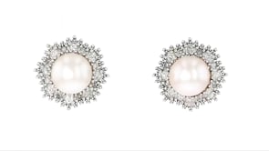 7-7.5mm Cultured Pearl and .32 ct. t.w. Diamond Earrings in Sterling Silver