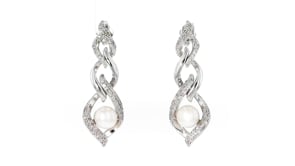 6mm Cultured Pearl and .40 ct. t.w. Diamond Link Drop Earrings in Sterling Silver