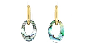 18kt Gold Over Sterling Hoop Earrings with Removable Oval Abalone Shell Drops