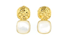 Mother-of-Pearl Organic Drop Earrings in 18kt Gold Over Sterling