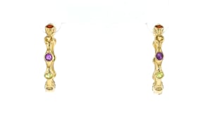 .50 ct. t.w. Multi-Gemstone Studded Hoop Earrings in 18kt Gold Over Sterling