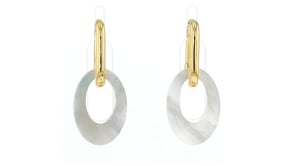 18kt Gold Over Sterling Hoop Earrings with Removable Mother-of-Pearl Drops