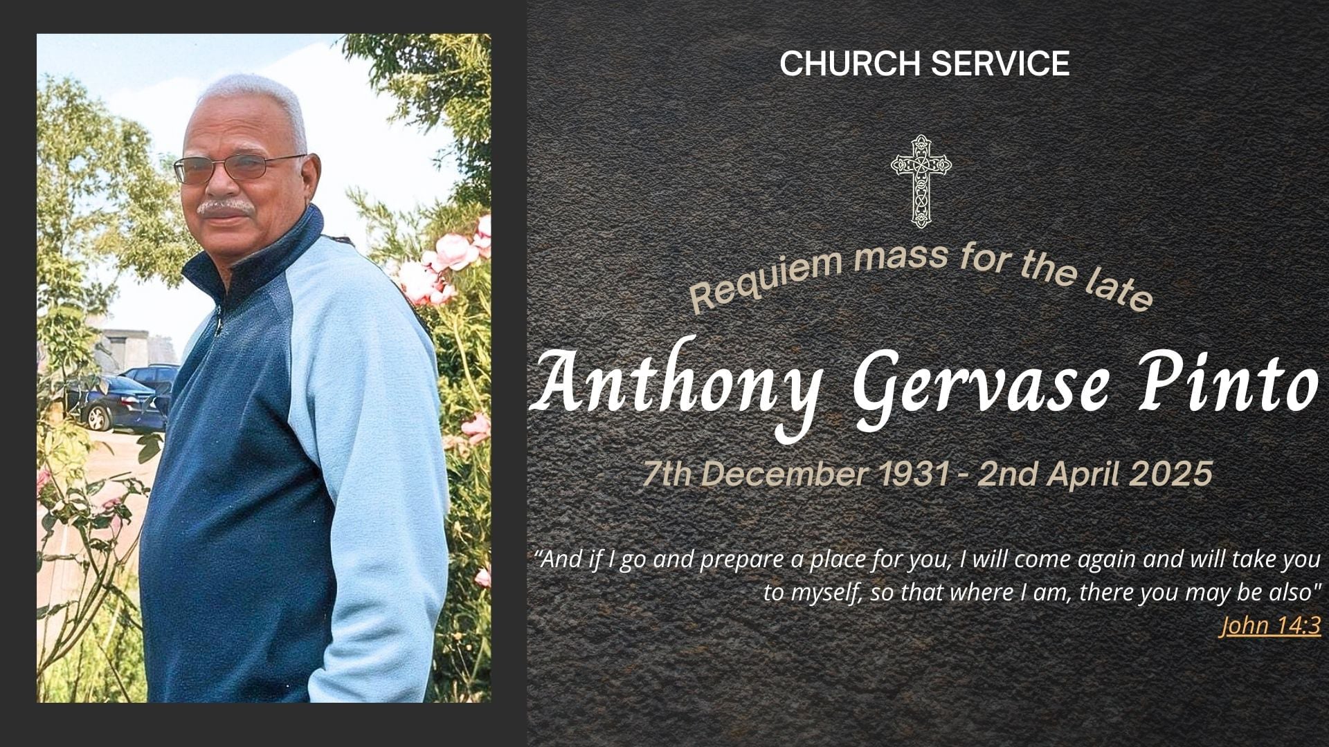 CHURCH SERVICE: Anthony Gervase Pinto