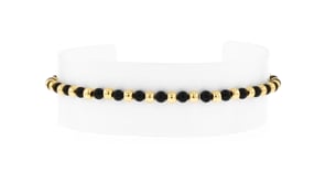 3mm Onyx and 10kt Yellow Gold Bead Stretch Bracelet