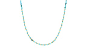 3-3.5mm Turquoise and 10kt Yellow Gold Bead Necklace