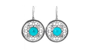 Turquoise Filigree Drop Earrings in Sterling Silver