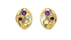 2.70 ct. t.w. Multi-Gemstone Sculptural Earrings in 18kt Gold Over Sterling