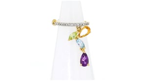 .60 ct. t.w. Multi-Gemstone Single Ear Cuff with Diamonds in 18kt Gold Over Sterling