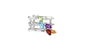 .45 ct. t.w. Multi-Gemstone Three-Row Single Ear Cuff with Diamonds in Sterling Silver