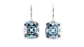 6.00 ct. t.w. Sky Blue Topaz and 2.30 ct. t.w. Multi-Gemstone Drop Earrings in Sterling Silver