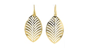 Italian 18kt Gold Over Sterling Openwork Leaf Drop Earrings