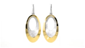 Italian Sterling Silver and 18kt Gold Over Sterling Double-Oval Drop Earrings