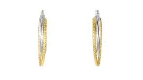 Italian Sterling Silver and 18kt Gold Over Sterling Triple-Hoop Earrings