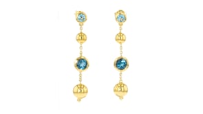 2.10 ct. t.w. London and Swiss Blue Topaz Beaded Drop Earrings in 18kt Gold Over Sterling