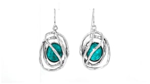 Turquoise Sculptural Drop Earrings in Sterling Silver