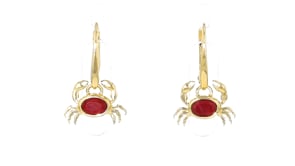 1.20 ct. t.w. Ruby Crab Drop Earrings in 18kt Gold Over Sterling