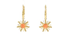 Orange Sunstone Sun Drop Earrings in 18kt Gold Over Sterling