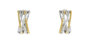 .50 ct. t.w. Lab-Grown Diamond Crisscross Earrings in Sterling Silver and 18kt Gold Over Sterling