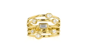.50 ct. t.w. Bezel-Set Lab-Grown Diamond Multi-Row Ring in 18kt Gold Over Sterling